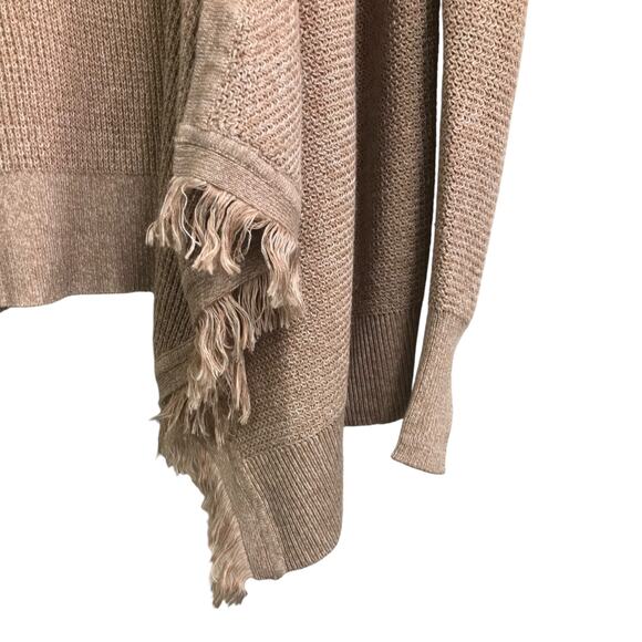White House Black Market Cardigan Womens XS Beige Knit Fringe Open Front Sweater - Picture 6 of 11